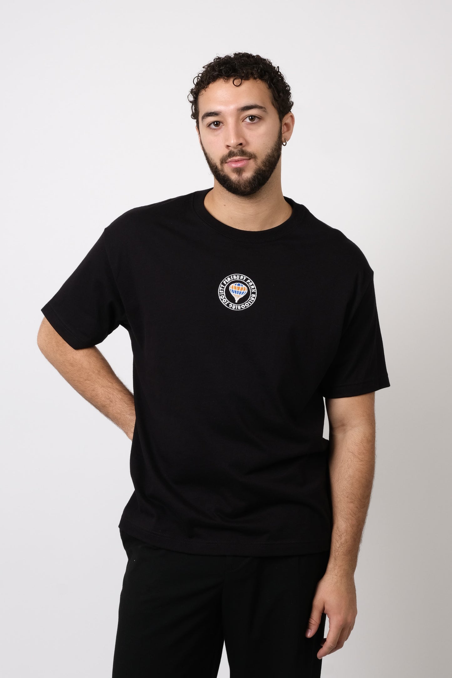 Embroidered Balloon Cotton Tee Black