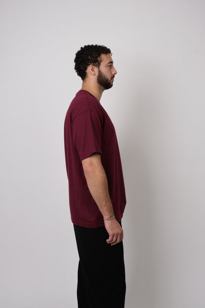 Embroidered Balloon Cotton Tee Maroon