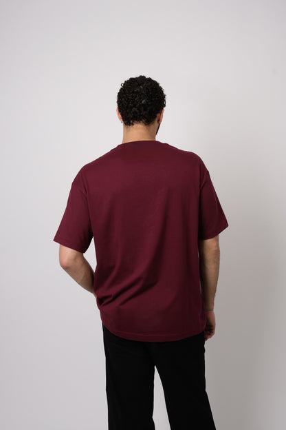 Embroidered Balloon Cotton Tee Maroon