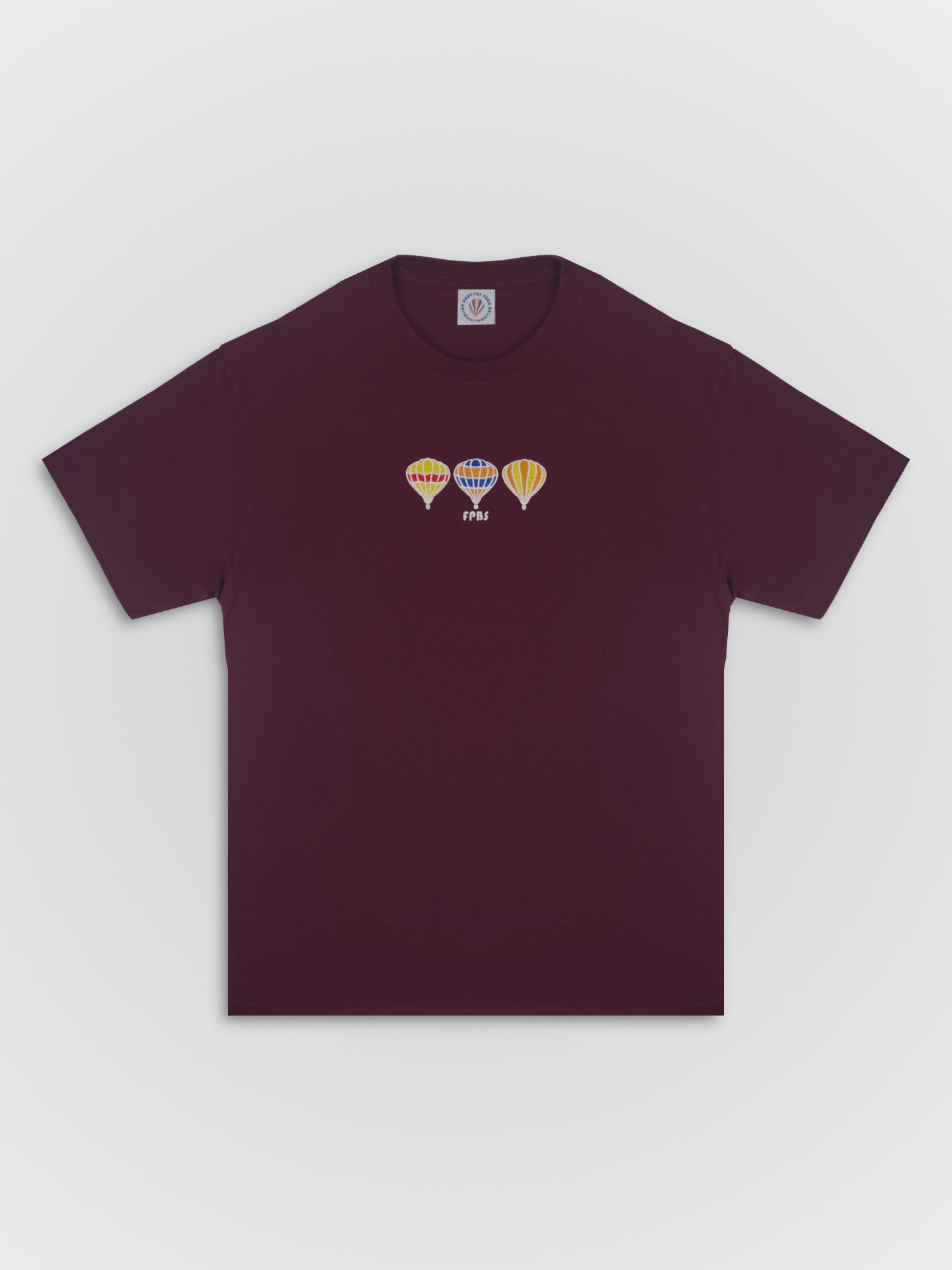 Embroidered Balloon Cotton Tee Maroon