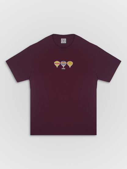 Embroidered Balloon Cotton Tee Maroon