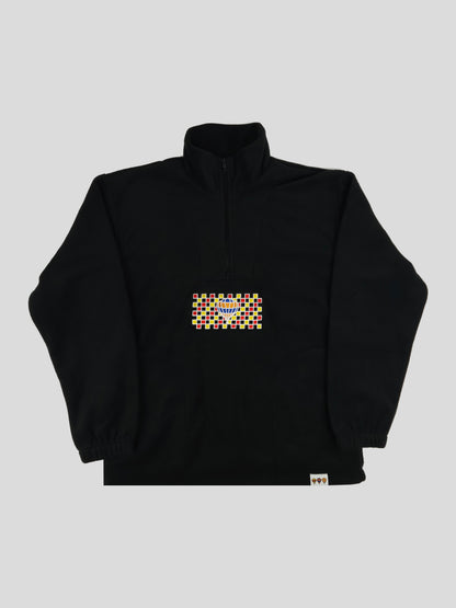Mosaic Quarter ZIp Fleece - Black