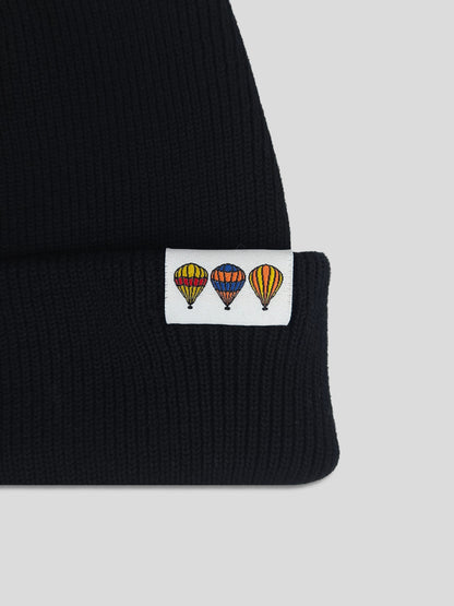 Three Balloon Beanie - Black